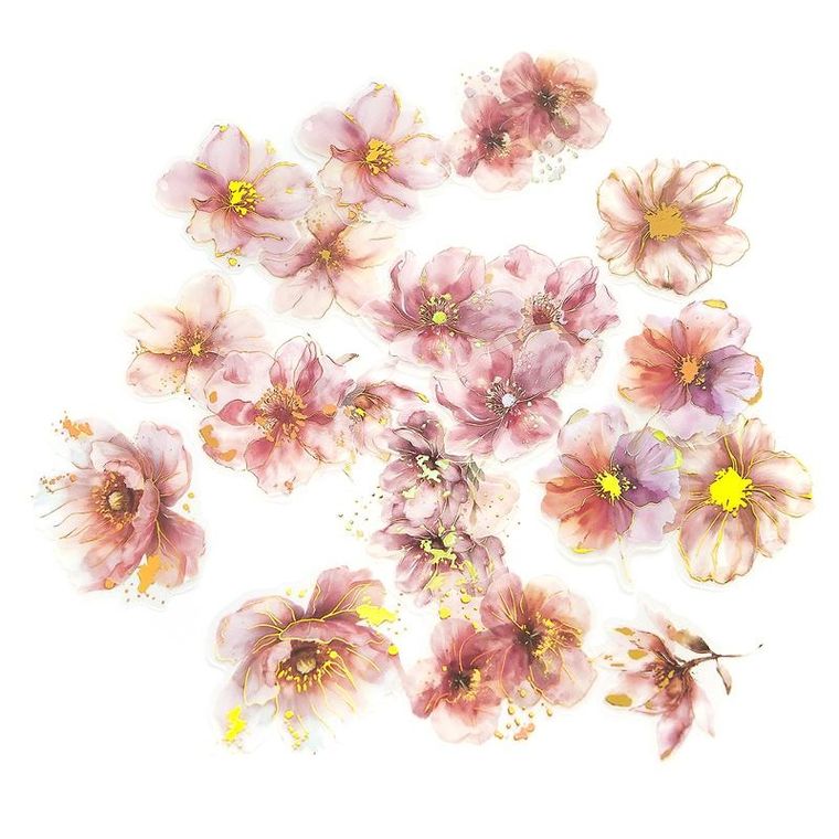Dalprint, naklejki pet kwiaty pink blush, 20 szt.