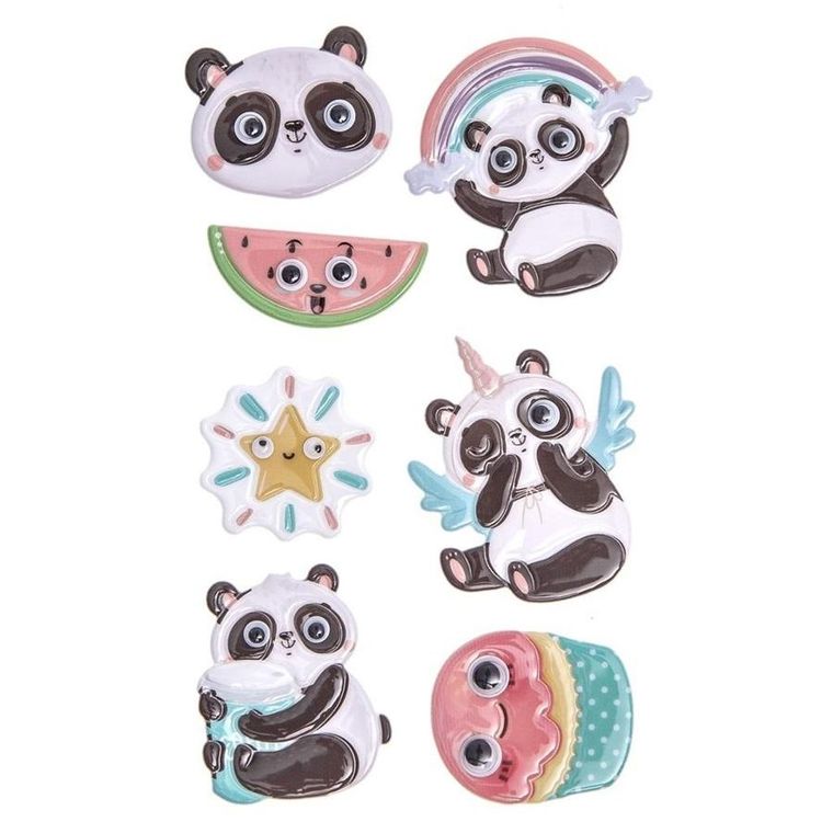 Dalprint, naklejki puffy, pandy, 7 szt.