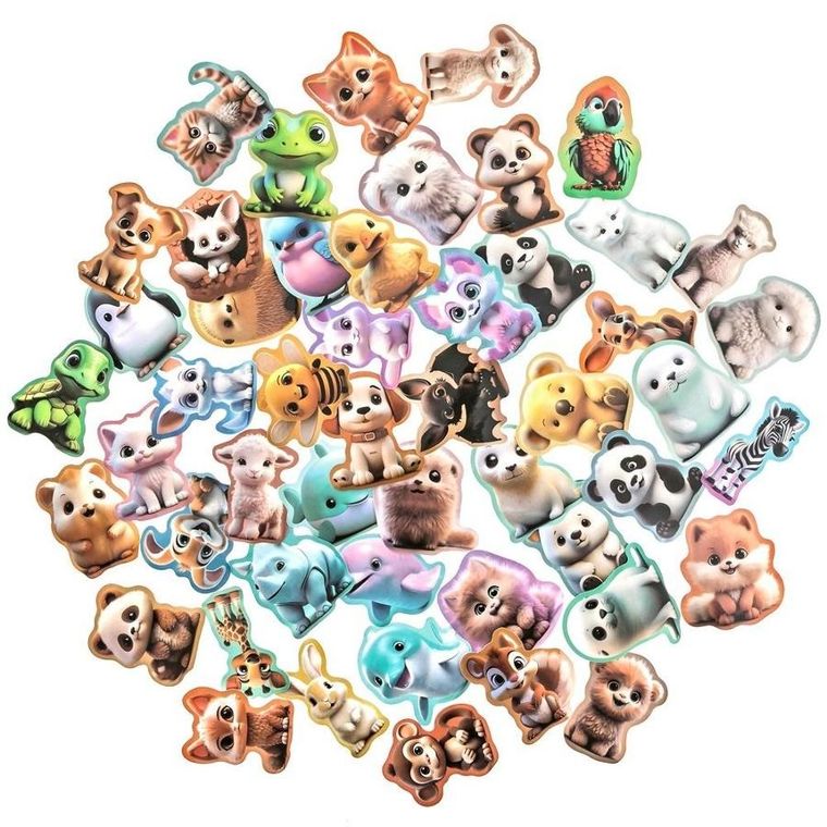 Dalprint, naklejki winylowe, kreskówkowe zwierzątka, 4-6 cm