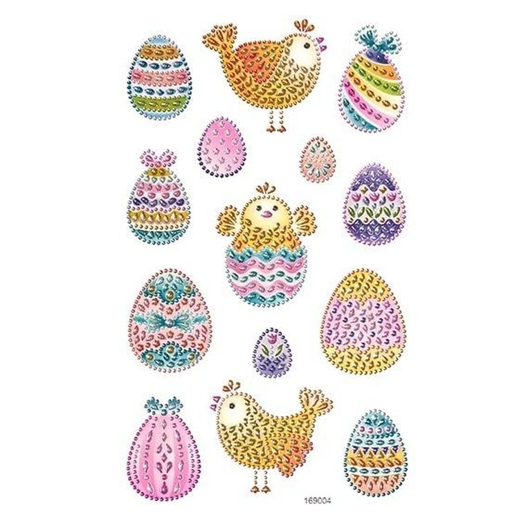 Dalprint, naklejki z kryształkami, jajka i kurki, 14 szt.