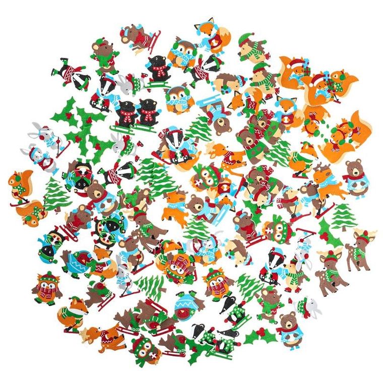 Dalprint, naklejki z pianki zimowe zwierzątka, 120 szt.