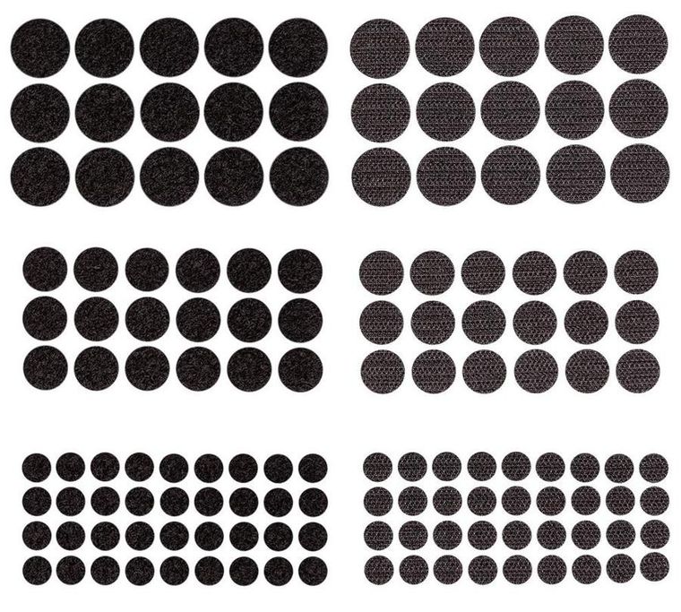 Dalprint, rzepy samoprzylepne, okrągłe, czarne, 69 szt.