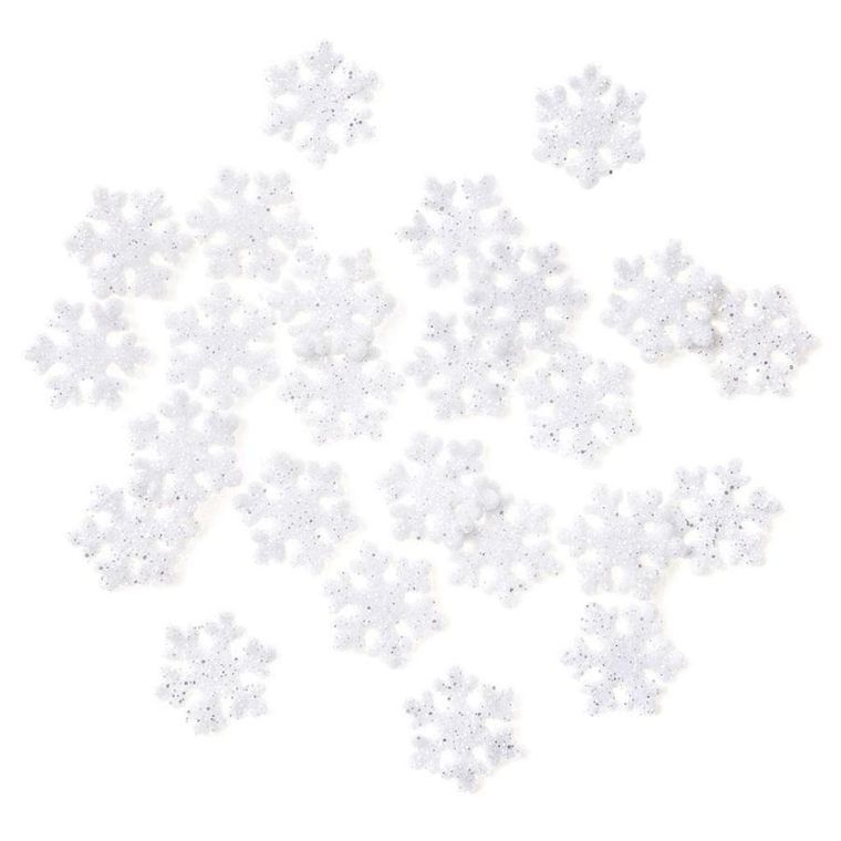 Dalprint, śnieżynki, białe z brokatem, 2,4 cm, 24 szt.