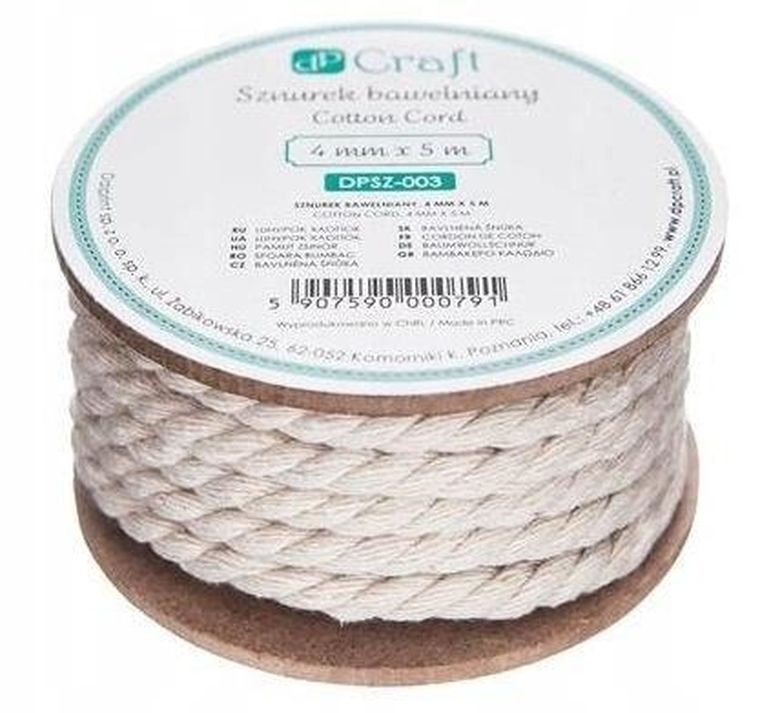 Dalprint, sznurek bawełniany do makramy, 4 mmx5m
