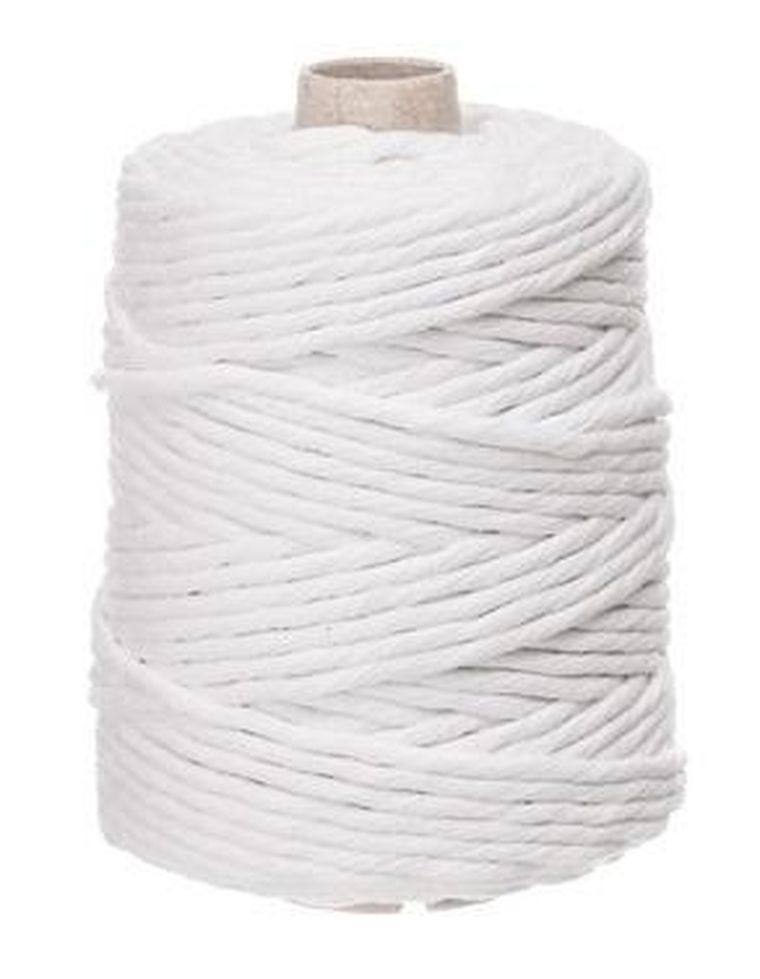 Dalprint, sznurek bawełniany skręcany, biały, 5mm, 100m