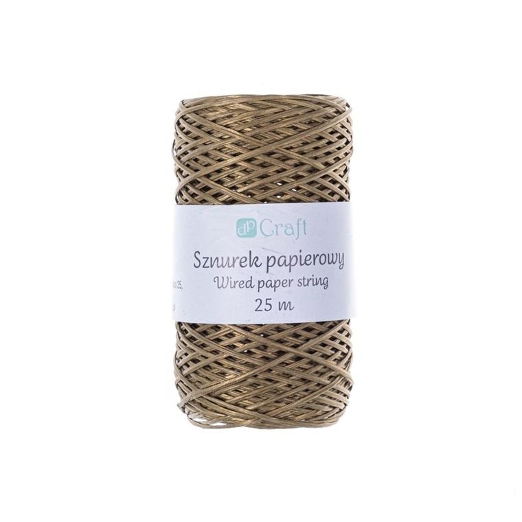 Dalprint, sznurek papierowy z drucikiem, 25m złoty