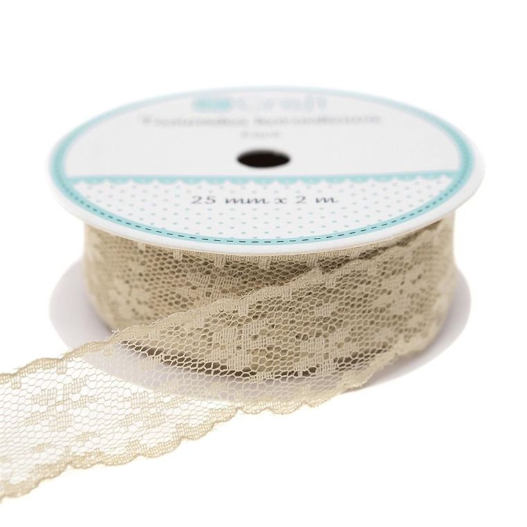 Dalprint, tasiemka koronkowa, beżowa, 2,5 cm x 2m