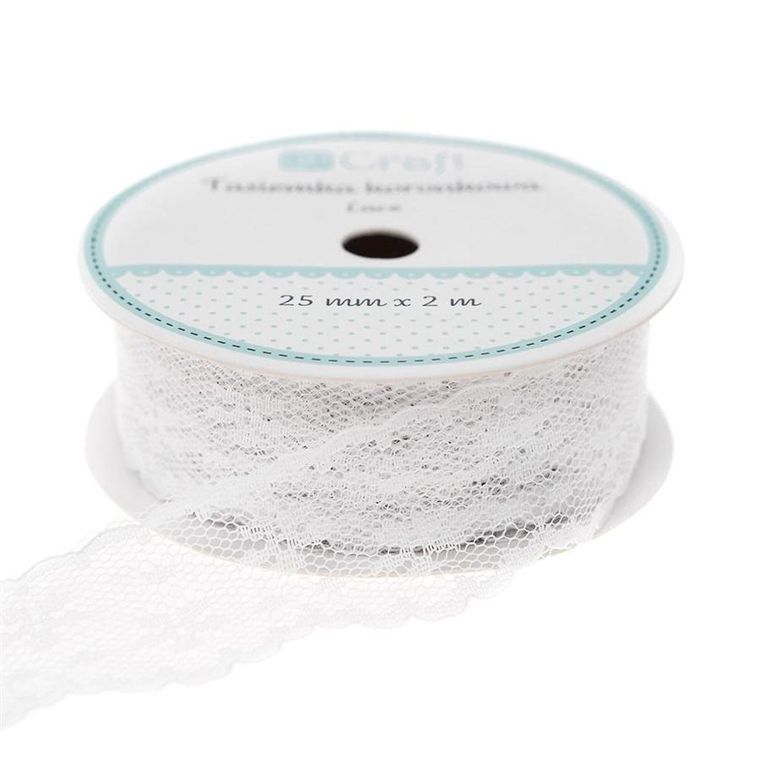 Dalprint, tasiemka koronkowa, biała, 2.5 cm, 2 m