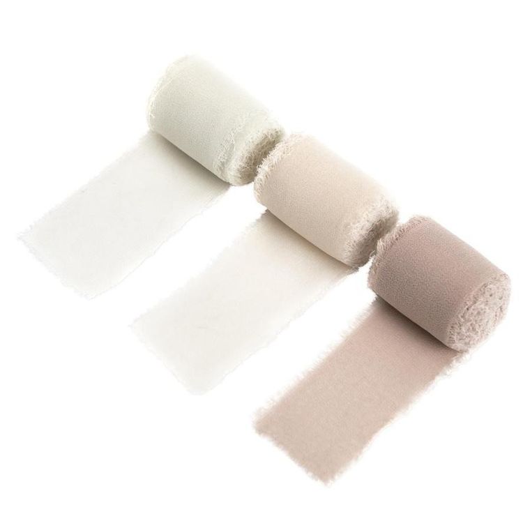 Dalprint, tasiemki szyfonowe cream beige, 4 cmx5m, 3 szt.