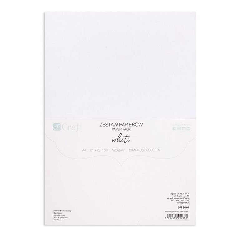 Dalprint, zestaw papierów A4, biały, 220g, 20 arkuszy