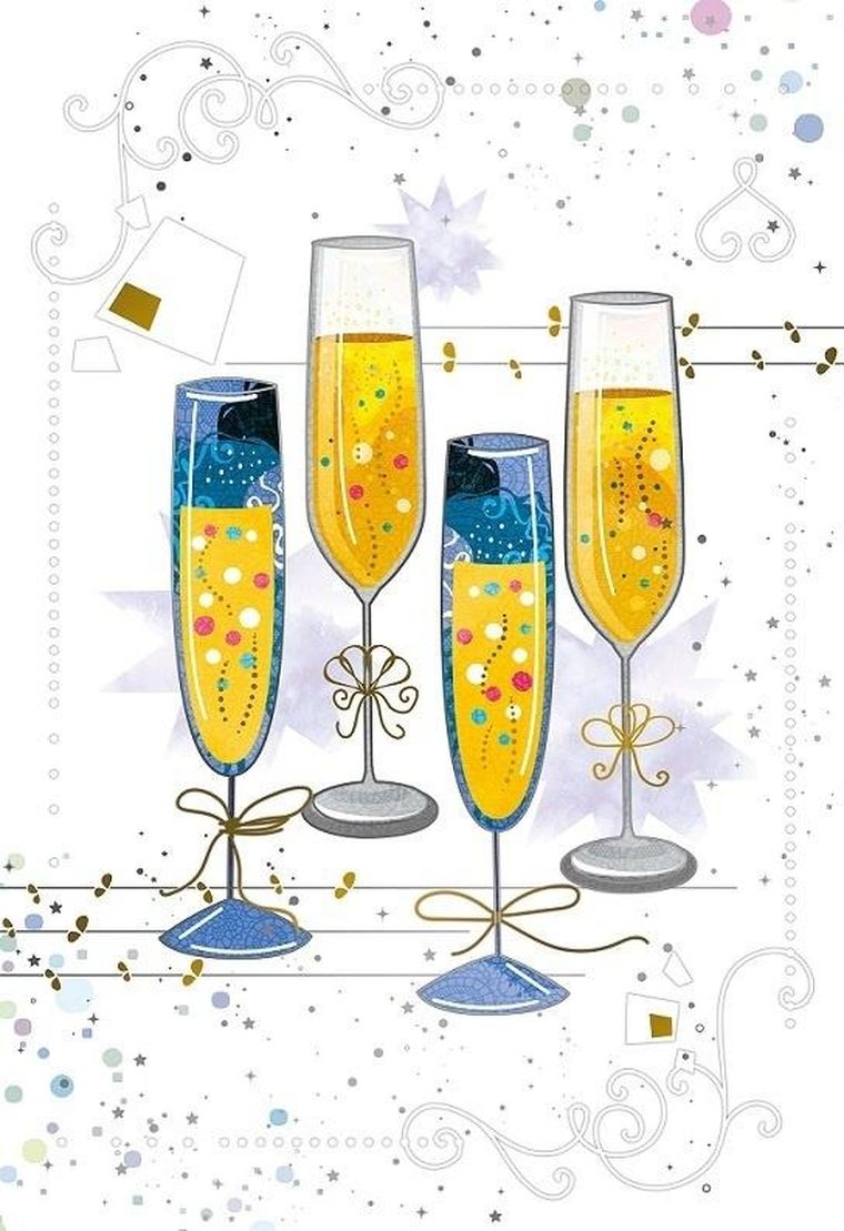 DaVinci, karnet z kopertą, Kieliszki szampana, 12-18 cm