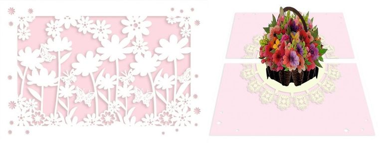 DaVinci, karnet z kopertą Pop-Up, 12-18 cm, Kosz z kwiatami