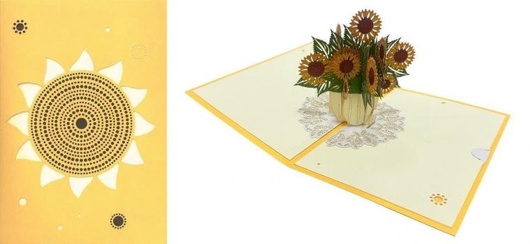 DaVinci, karnet z kopertą Pop-Up, 12-18 cm, Słoneczniki