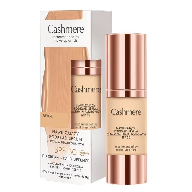 Dax, Cashmere DD, nawilżający podkład - serum z kwasem hialuronowym, SPF 30, 02 beige