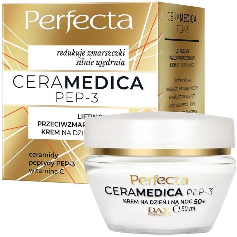 Dax, Perfecta Ceramedica PEP-3 50+, liftingujący przeciwzmarszczkowy krem na dzień i na noc, 50 ml