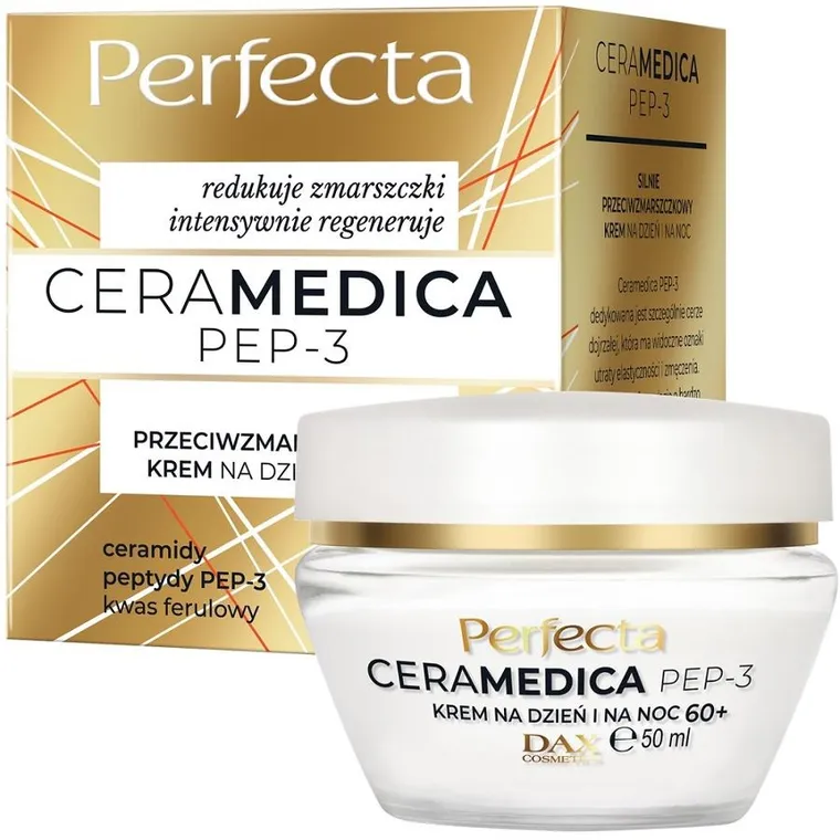 Dax, Perfecta Ceramedica PEP-3 60+, silnie przeciwzmarszczkowy krem na dzień i na noc, 50 ml