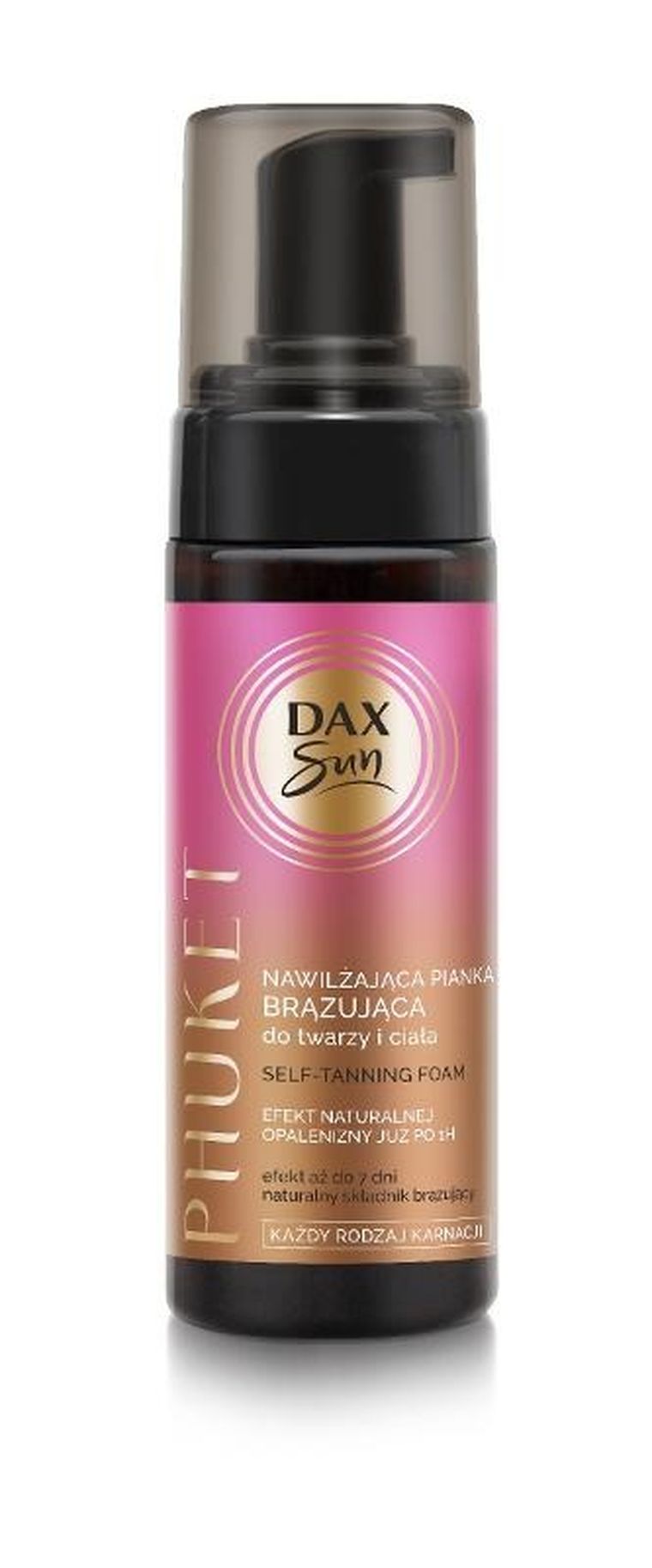 Dax, Sun, nawilżająca pianka brązująca do twarzy i ciała, phuket, każdy rodzaj karnacji, 160 ml
