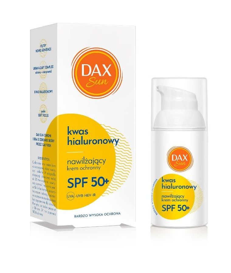 Dax, Sun, nawilżający krem ochronny z kwasem hialuronowym SPF 50+, 30 ml