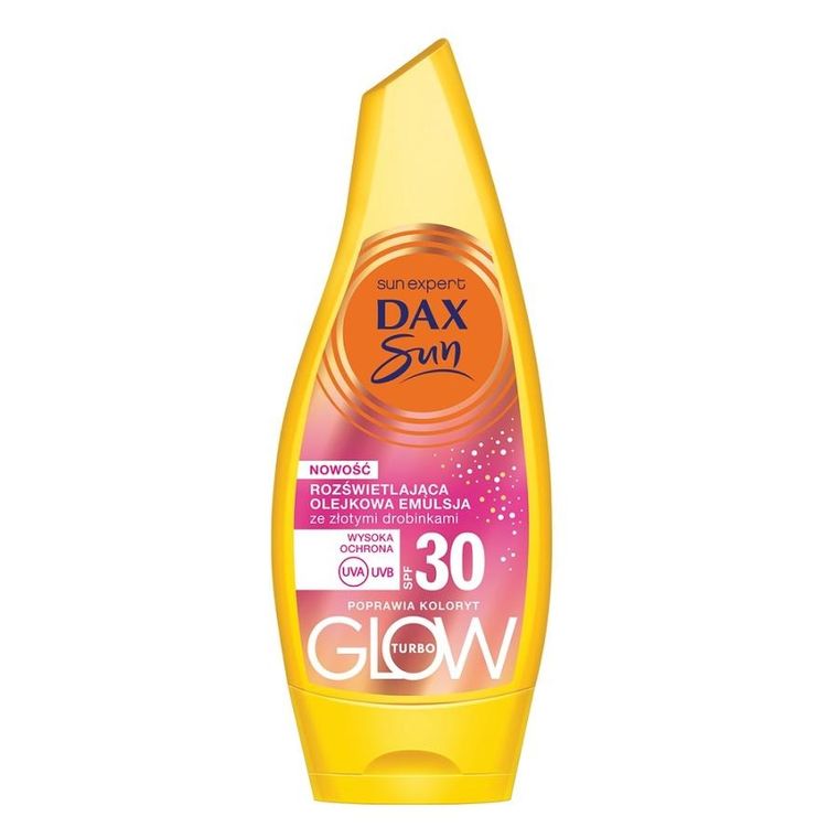 Dax Sun, rozświetlająca olejkowa emulsja ze złotymi drobinami SPF 30, 175 ml