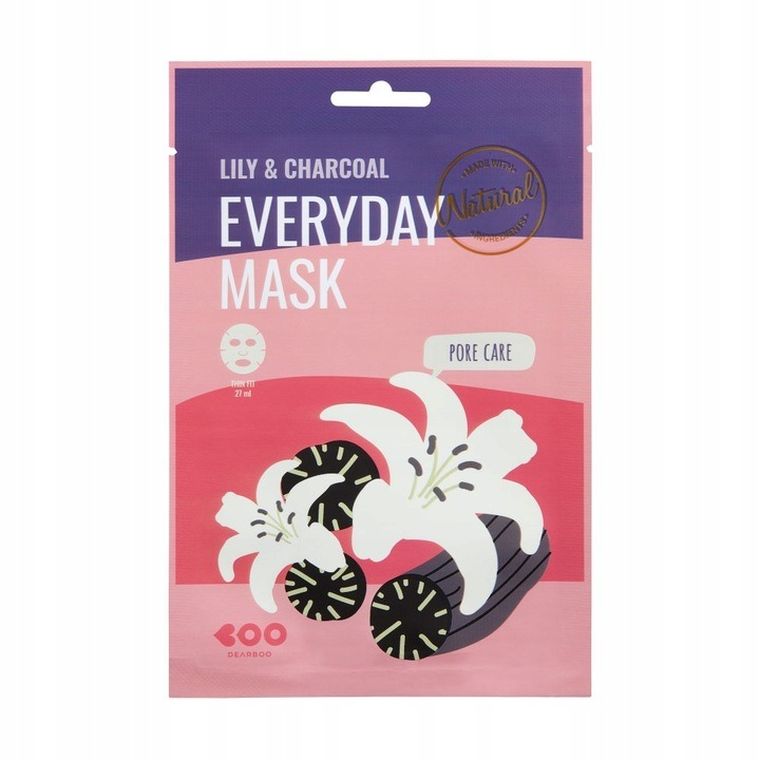 Dearboo Everyday Sheet Mask, maska w płachcie, lily&charcoal