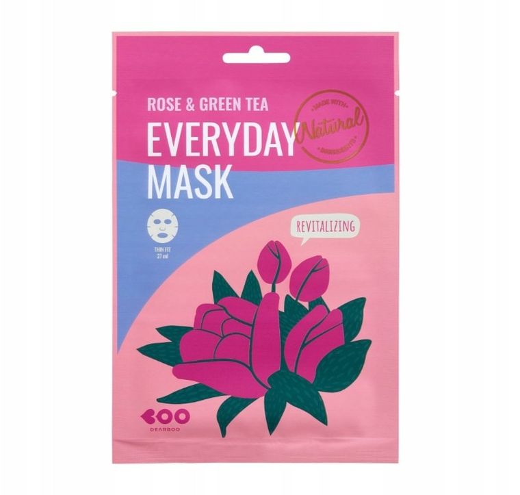 Dearboo, Everyday Sheet Mask, maska w płachcie, rose&green tea