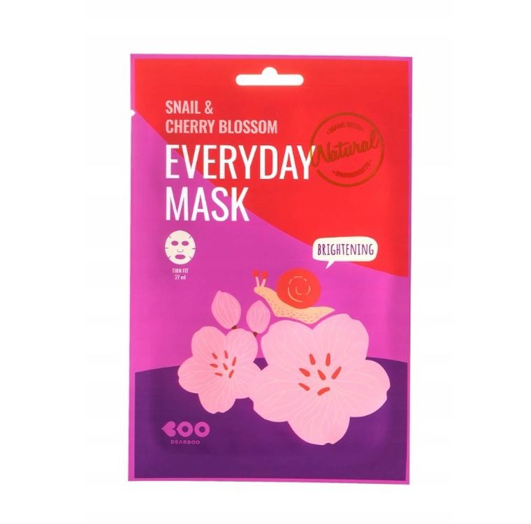 Dearboo, Everyday Sheet Mask, maska w płachcie, snail&cherry blossom