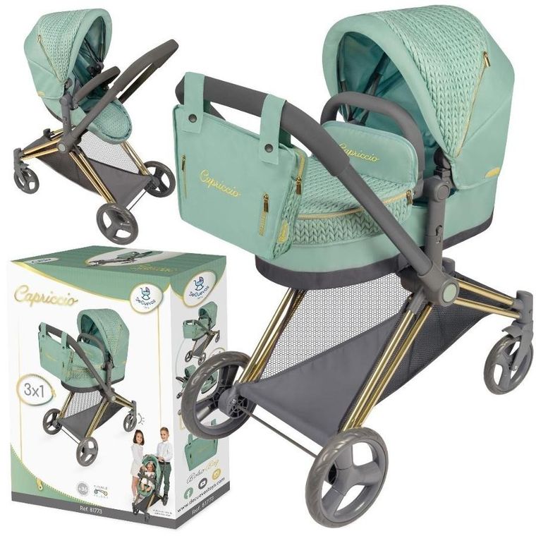 Decuevas, głęboki wózek dla lalek z torbą 3w1, Capriccio