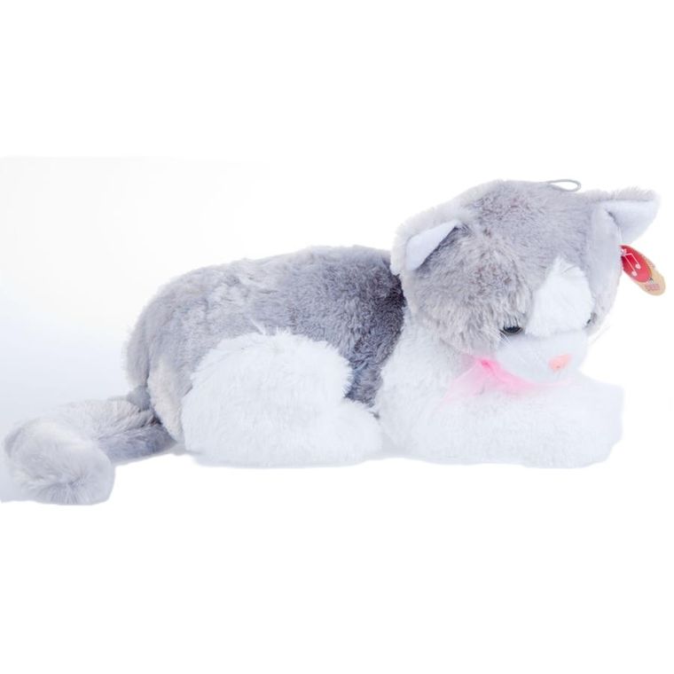 Deef, kot leżący z kokardą, maskotka, 32 cm