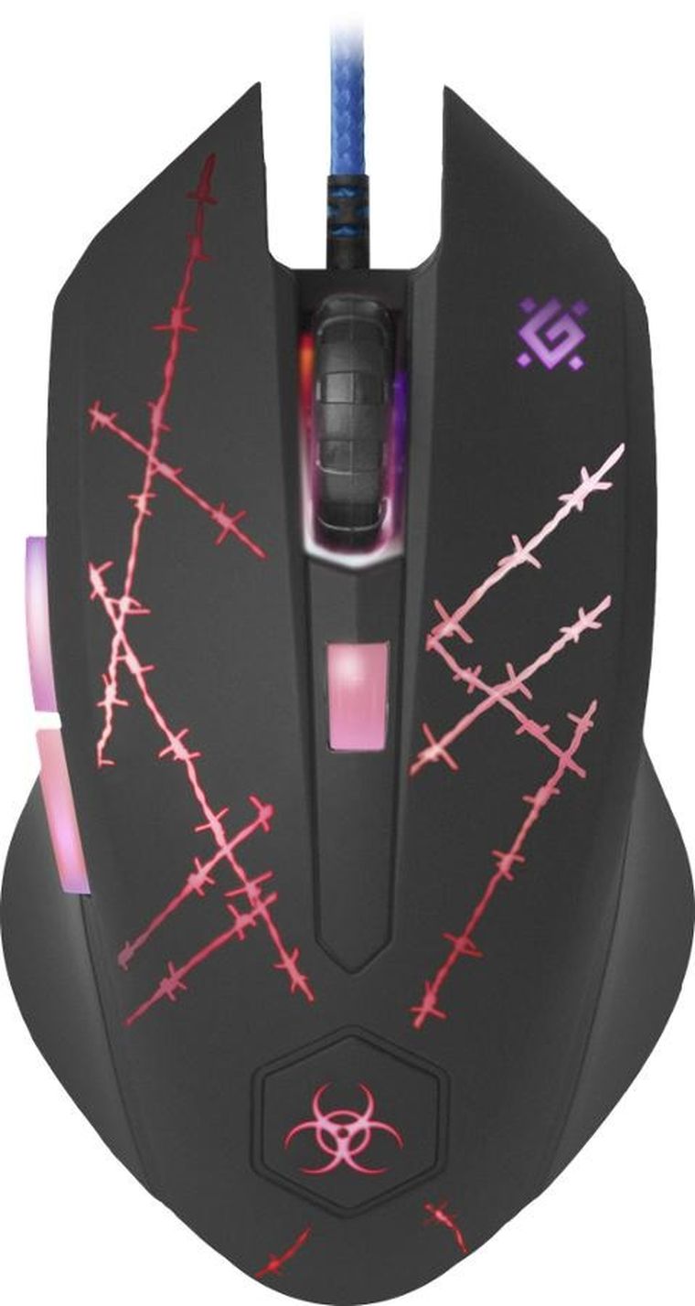 Defender, Forced, mysz przewodowa, Gm-020l 800/1800/2400/3200 Dpi, 6p + podkładka + gra, 52020