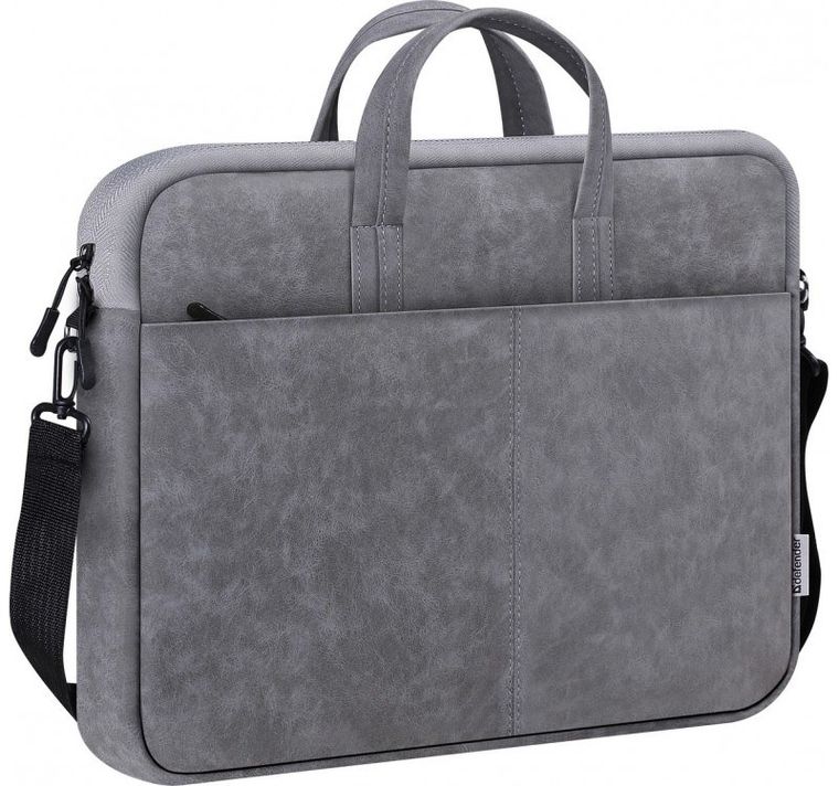 Defender, Solid Leather, torba na laptopa 15,6", szara