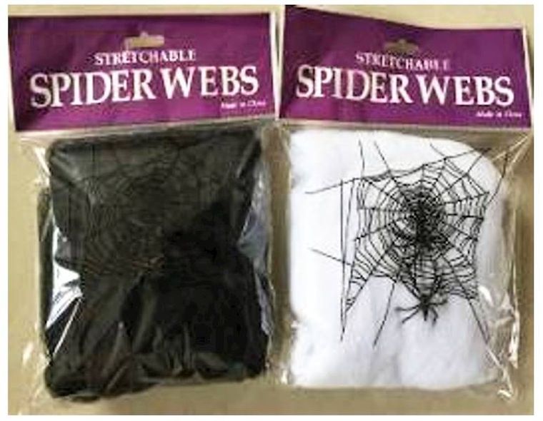 Dekoracja, pajęczyna z pająkami, czarna