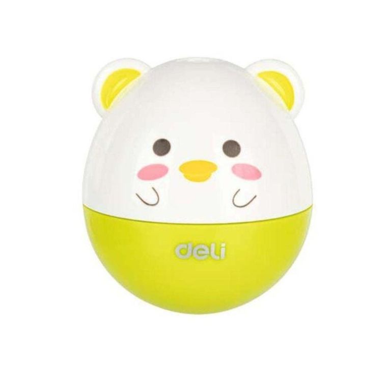 Deli, Animals, temperówka z pojemnikiem, 1 otwór, zielona, 1 szt.