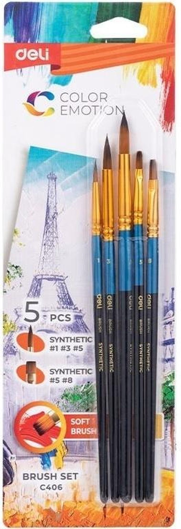 Deli, Color Emotion, zestaw pędzli, 5 szt.