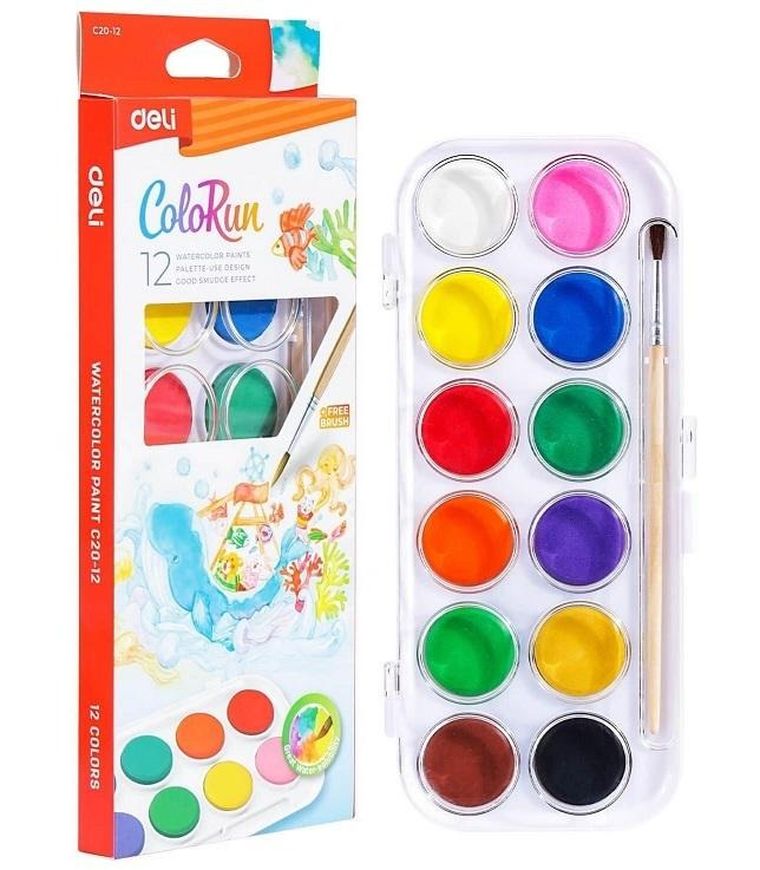 Deli, ColoRun, farby akwarelowe, 12 kolorów