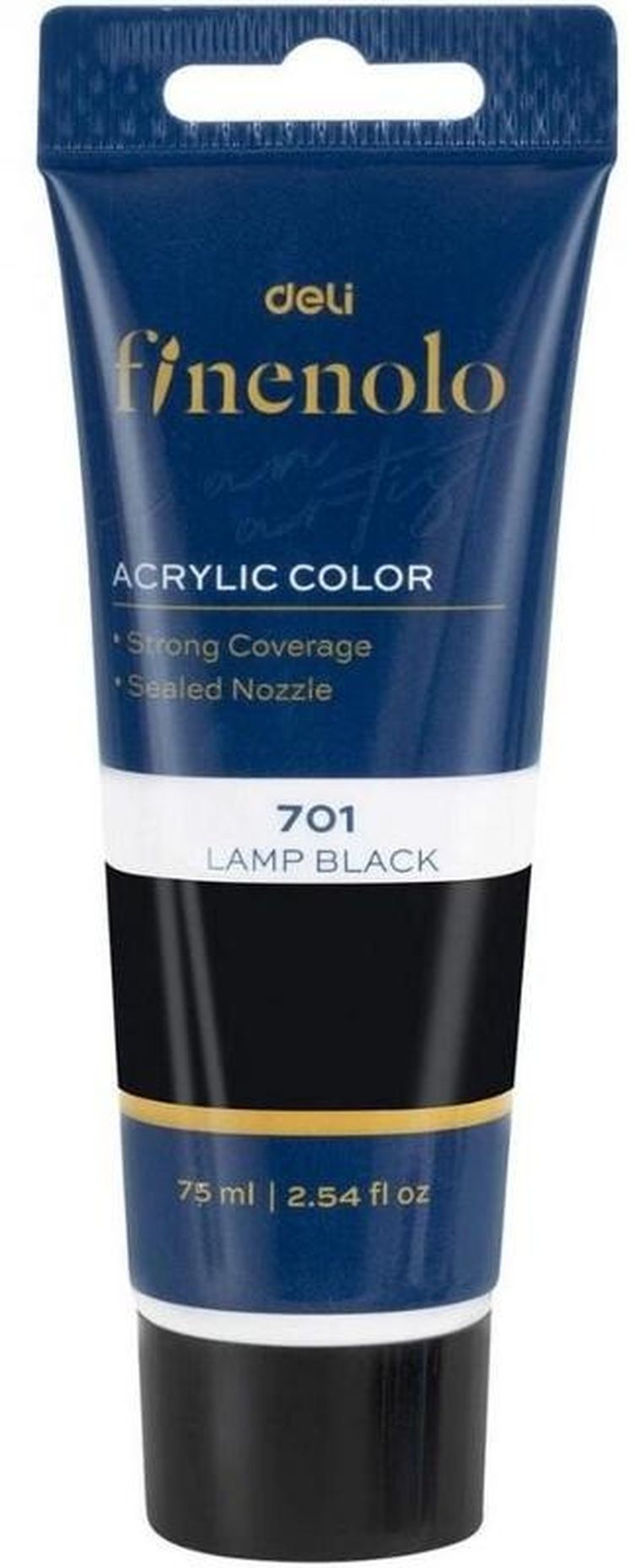 Deli, Finenolo, farba akrylowa, czarna, 75 ml