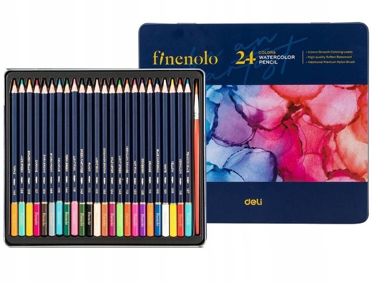 Deli, Finenolo, kredki ołówkowe, akwarelowe, 24 kolory