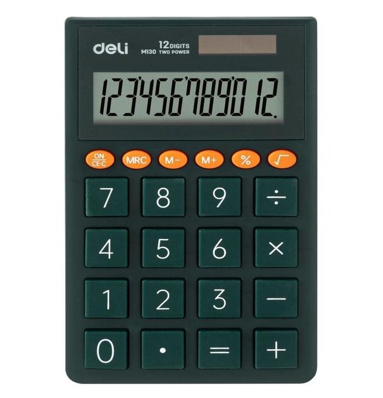 Deli, kalkulator kieszonkowy, butelkowa zieleń, 12 cyfrowy wyświetlacz