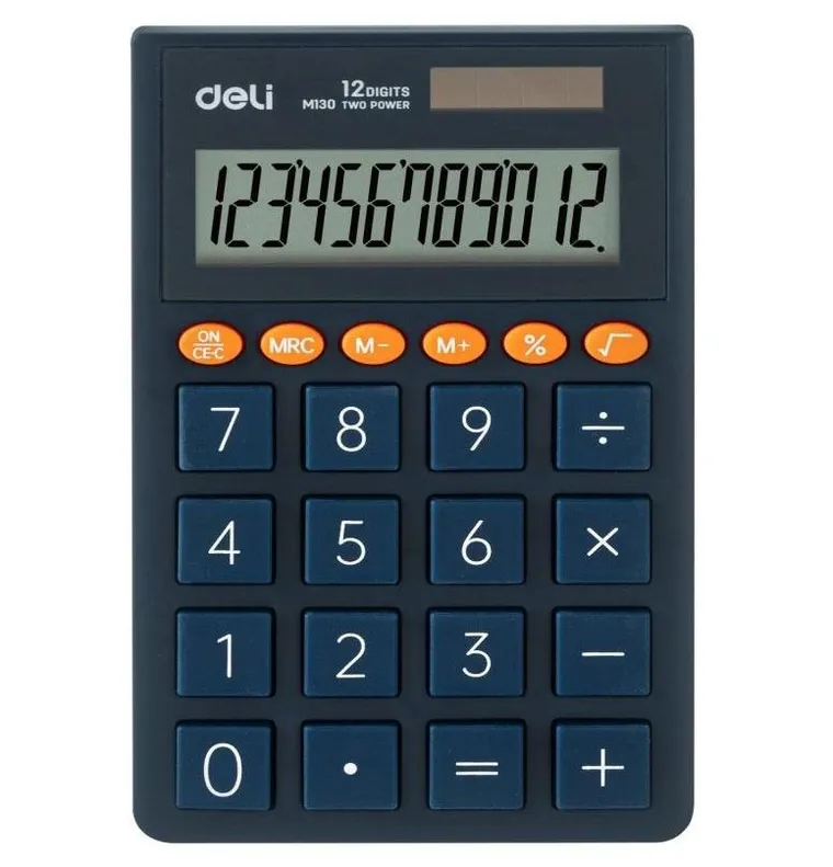 Deli, kalkulator kieszonkowy, granatowy, 12 cyfrowy wyświetlacz