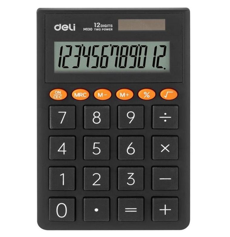 Deli, kalkulator kieszonkowy, szary, 12 cyfrowy wyświetlacz