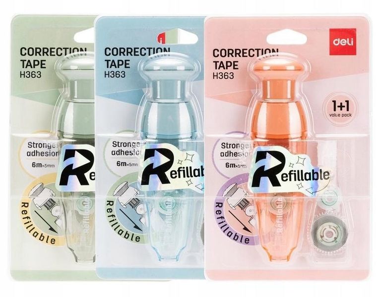 Deli, korektor w taśmie + dodatkowy wkład, 5 mm x 6m, 1 szt.