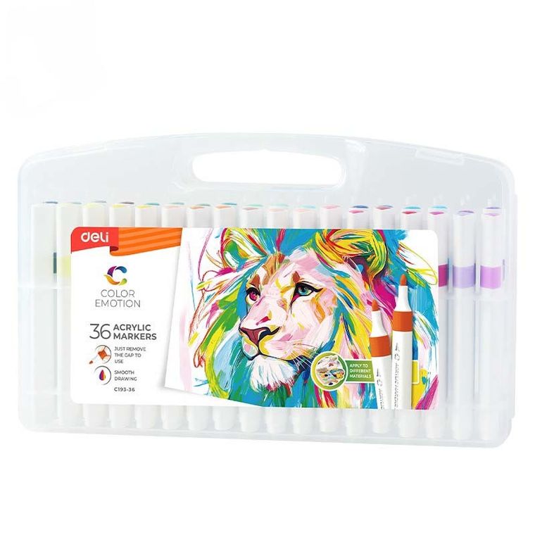 Deli, markery akrylowe, 36 kolorów