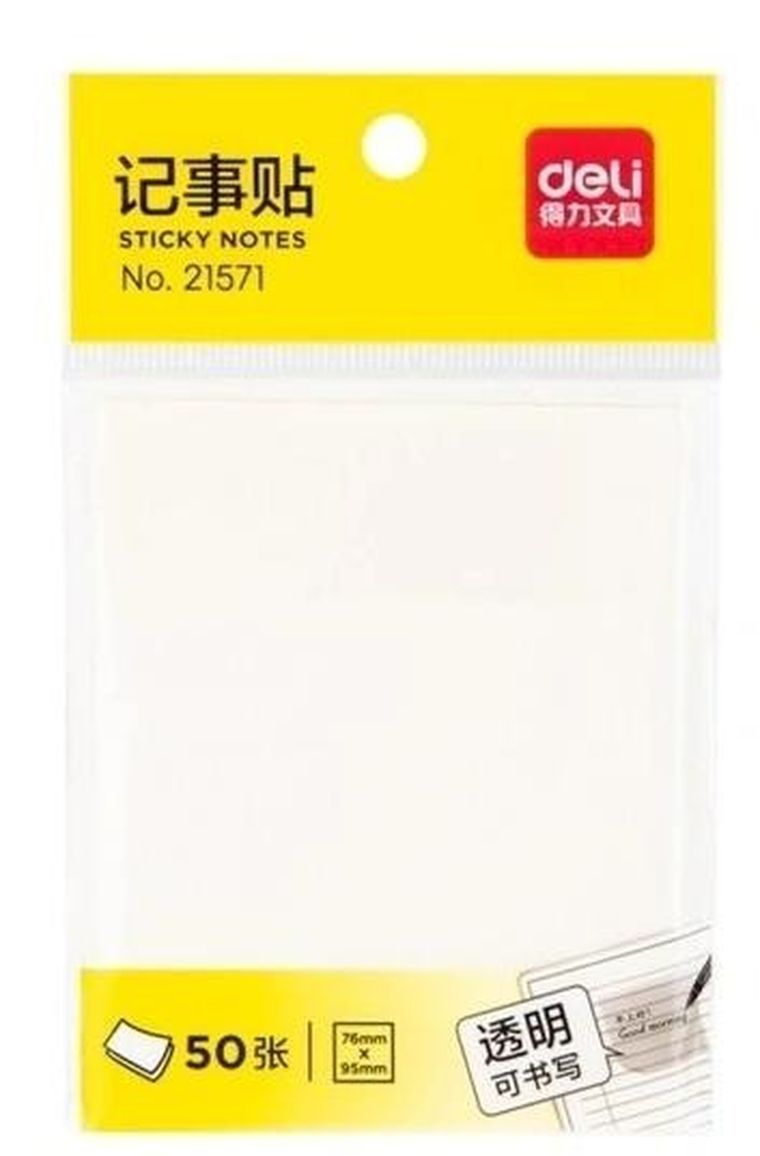 Deli, notes samoprzylepny, 50 kartek, transparentny, 76-95 mm