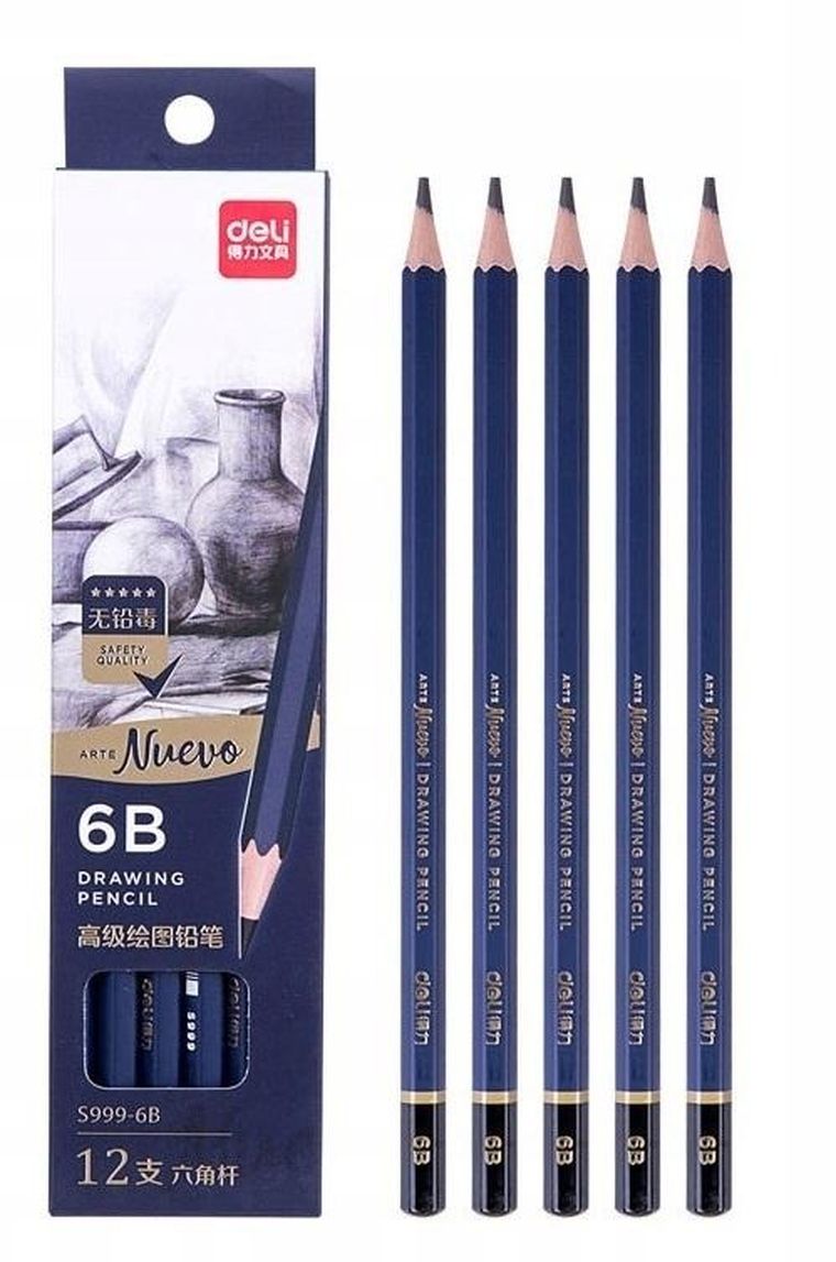 Deli, Nuevo, ołówki do szkicowania, 6B, 12 szt.