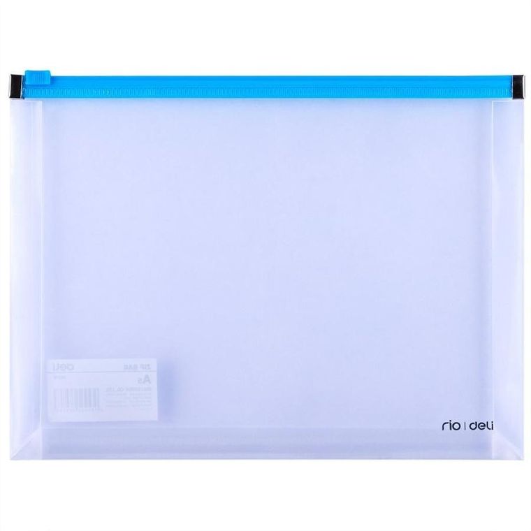 Deli, teczka na suwak A5, niebieska