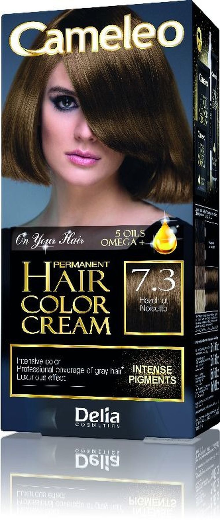 Delia Cosmetics, Cameleo, HCC, farba permanentna Omega+ nr 7.3 Hazelnut, 1 op.
