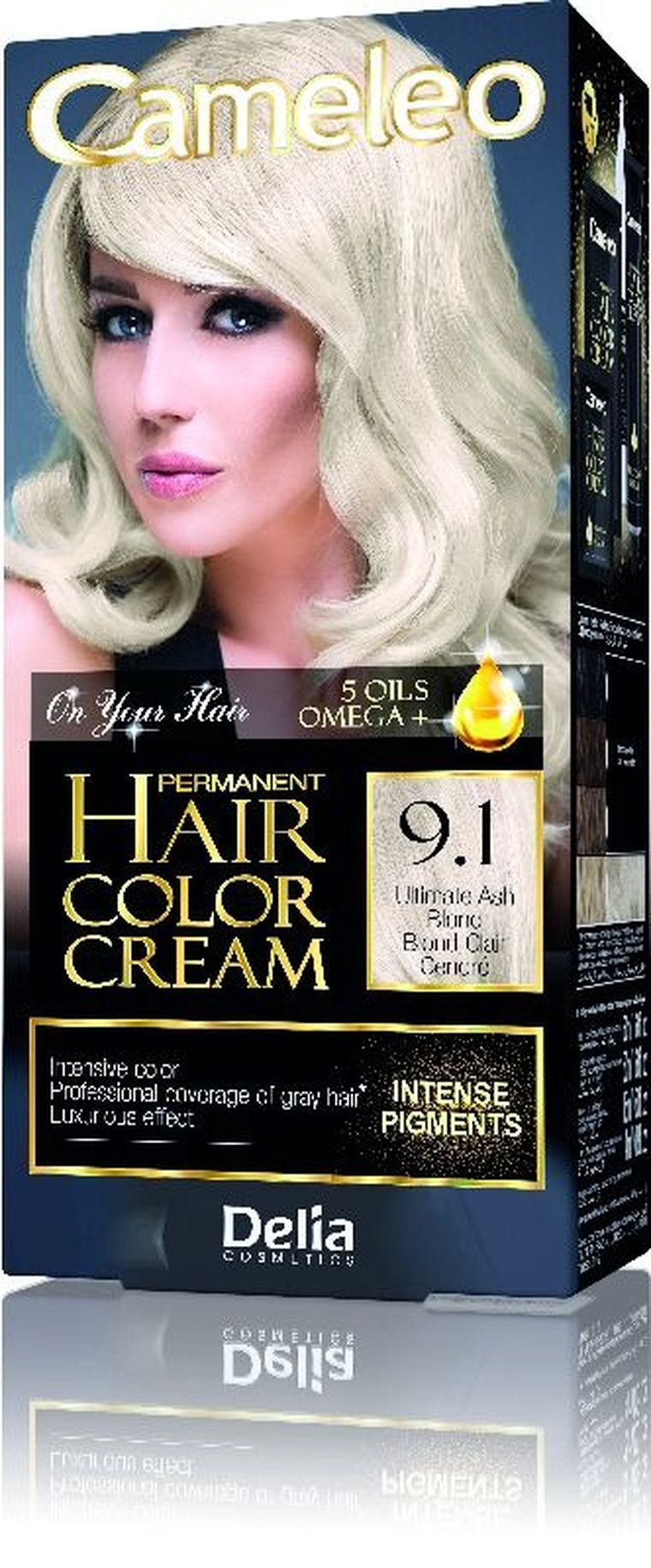 Delia Cosmetics, Cameleo, HCC, farba permanentna Omega+ nr 9.1 Ultimate Ash Blond, 1 op.