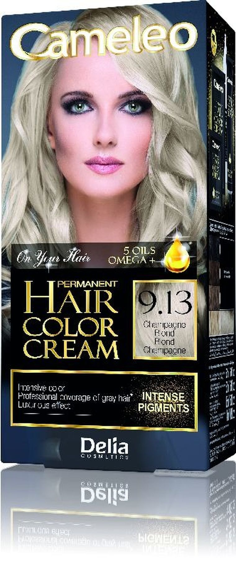 Delia Cosmetics, Cameleo, HCC, farba permanentna Omega+ nr 9.13 Champagne Blond, 1 op.