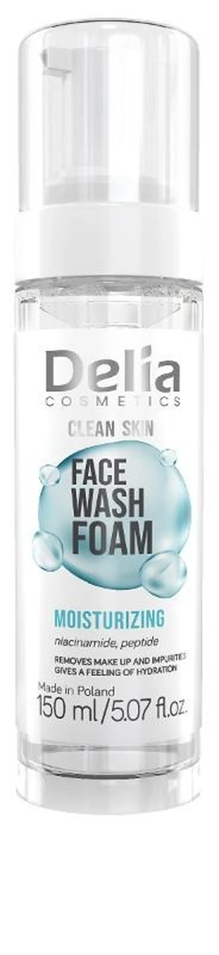 Delia Cosmetics, Clean Skin, pianka nawilżająco-normalizująca do mycia twarzy, 150 ml