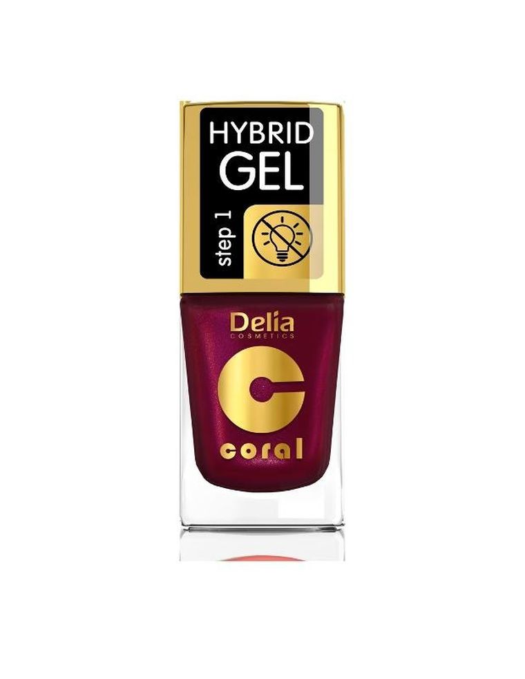Delia Cosmetics, Coral Hybrid Gel, emalia do paznokci, nr 61 perłowa malina, 11 ml