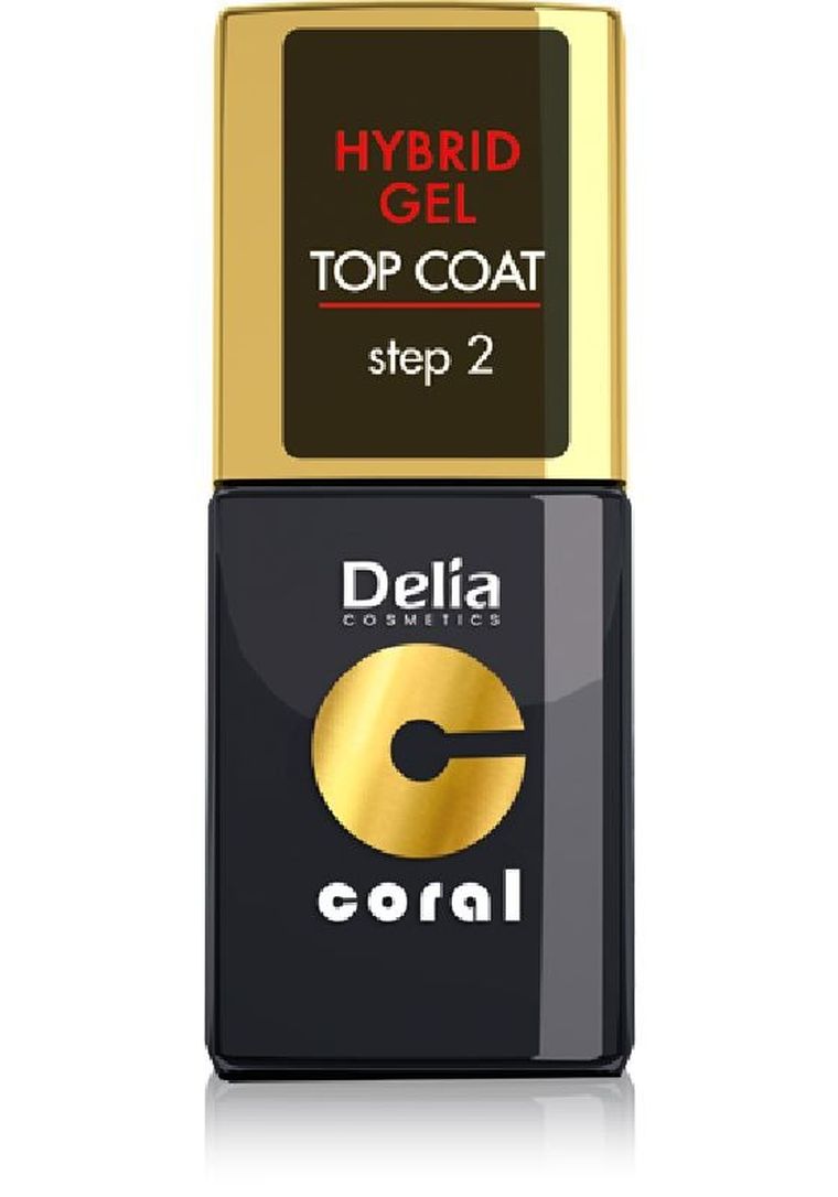 Delia Cosmetics, Coral Hybrid Gel, emalia do paznokci Top Coat, 11 ml